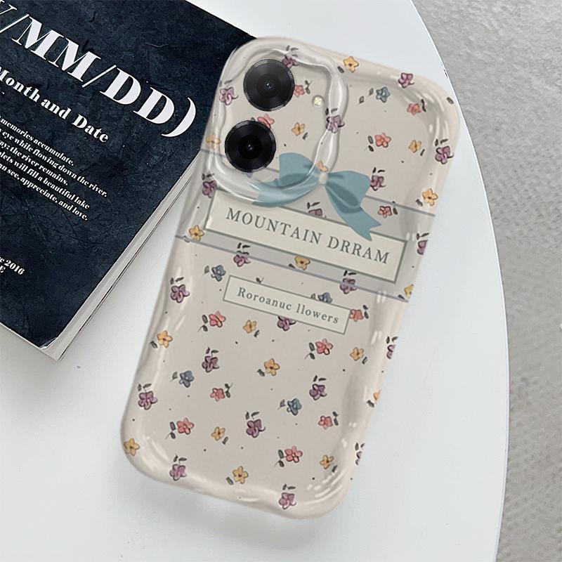 Vỏ Cho Redmi A5 POCO C71 Vỏ Kem Hoạt Hình Nơ Cặp Đôi Mềm TPU 3D Sóng Silicon Vỏ Điện Thoại