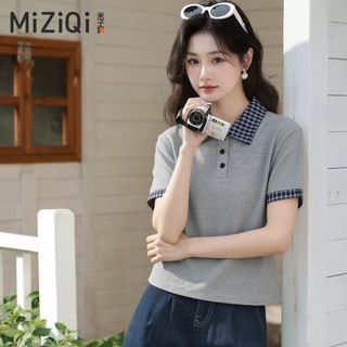 【MiZiQi】Áo thun cổ Polo kẻ sọc mùa hè dành cho nữ, Áo ngắn tay thường ngày giảm tuổi