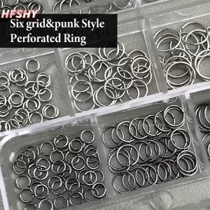 HFSHY 6 Lưới Mix Punk Xuyên Perforable Vòng Tròn Tròn Trắng K Bla Hợp Kim Móng Tay Kim Cương Giả Trang Trí Làm Móng Tay Quyến Rũ VN