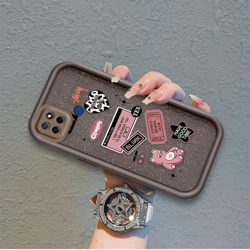 Ốp Lưng Cho Realme C12 C25 C25S C21Y C25Y C15 Narzo 30A Narzo 20 Phim Hoạt Hình Silicon Mềm Ốp lưng TPU Gấu Tình Yêu Xu Hướng Mắt Thiên Thần Chống Sốc Ốp Lưng