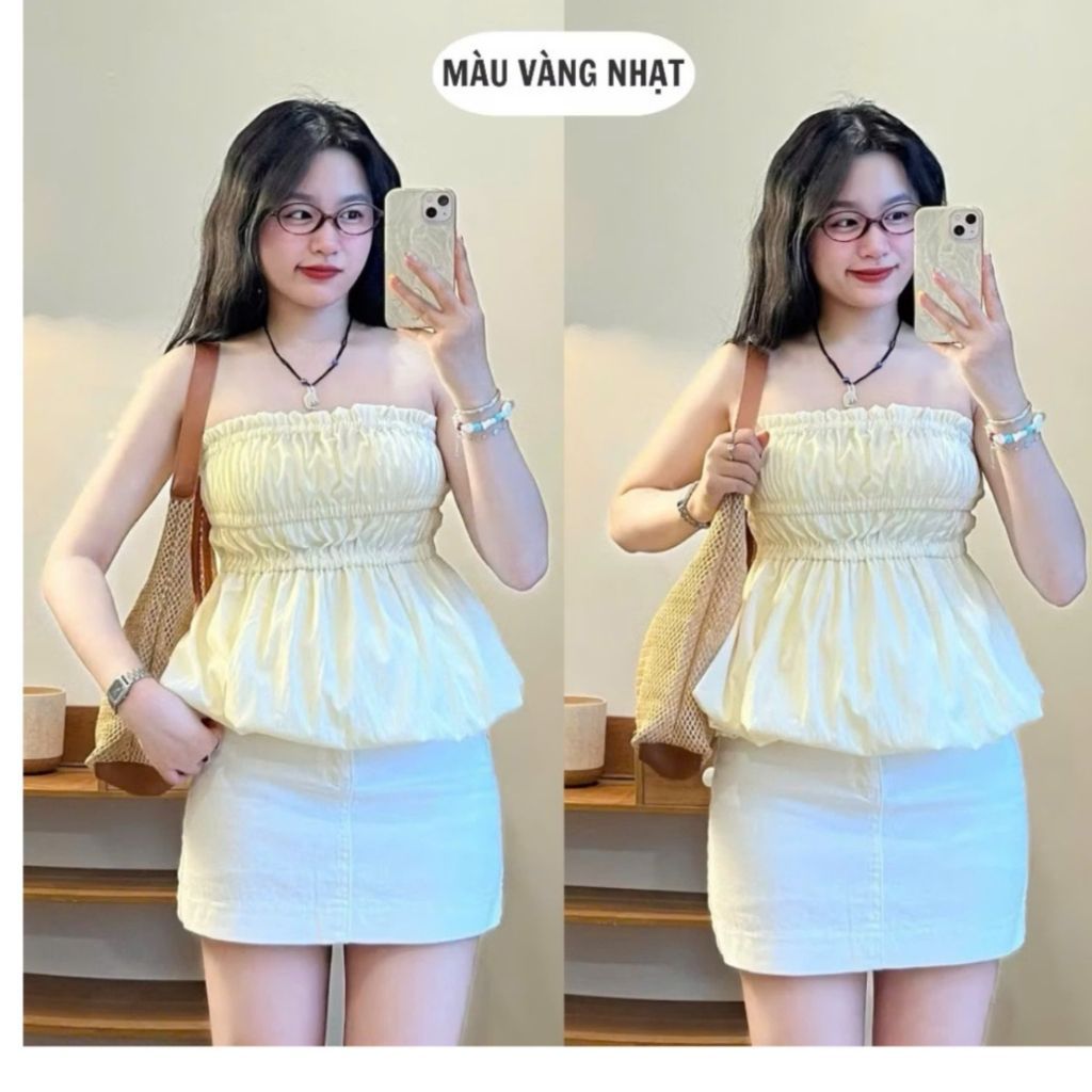 Áo Cúp Ngực Peplum 2 Lớp Đuôi Xòe Chất Gió Nhăn - SamHi Closet