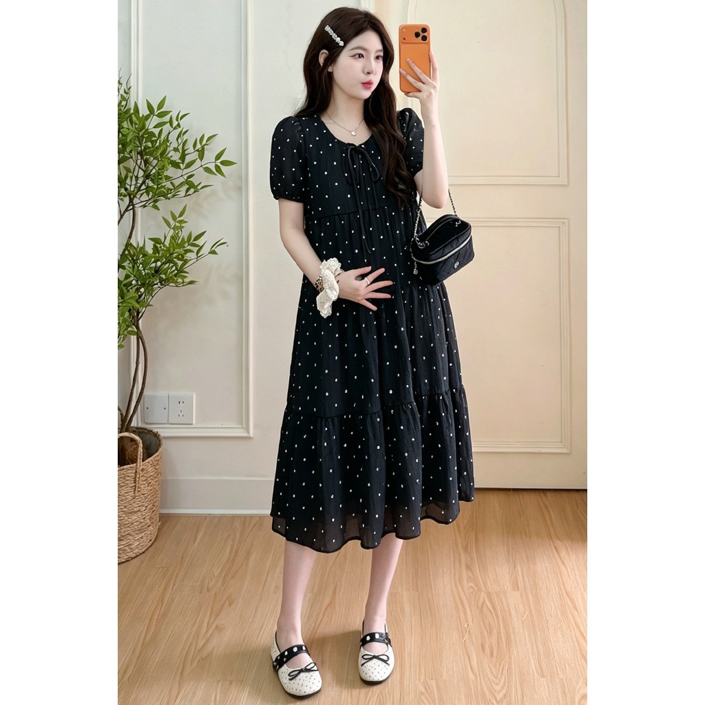 Trang phục bà bầu Váy hoa dài vừa phải mùa hè