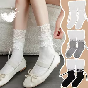 1 / 2 / 3 Đôi - Tất ren nơ ba lê giữa bắp chân xuân hè Retro viền ren Lolita JK Vớ nữ Tất thoải mái và thoáng khí