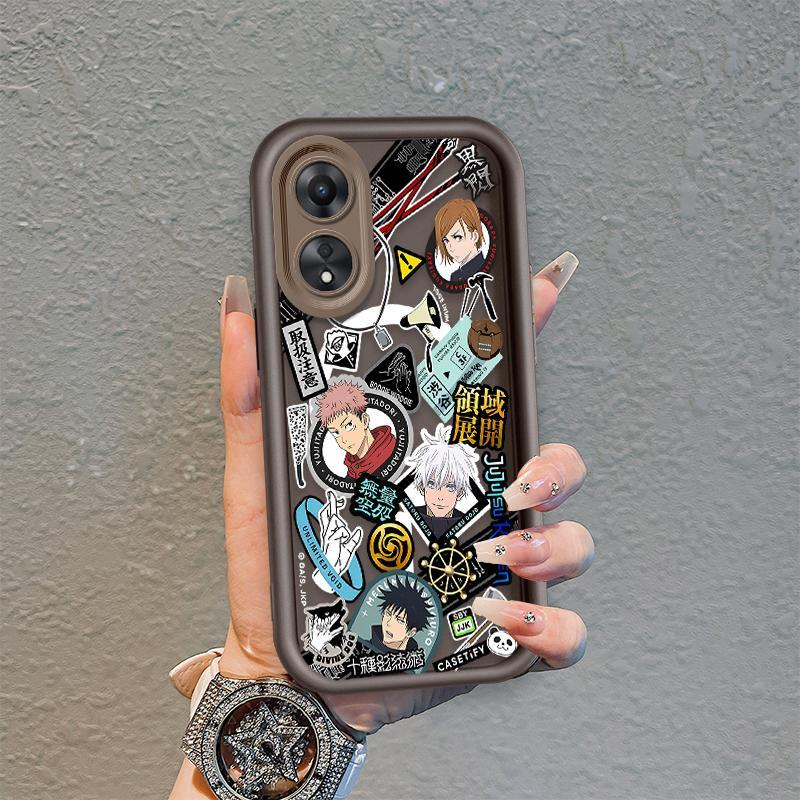 Ốp Lưng Cho OPPO A17 A17K A18 A38 A58 A60 4G Phim Hoạt Hình Silicon Mềm Đáng Yêu Ốp lưng TPU Jujutsu Kaisen Anime Mắt Thiên Thần Chống Sốc Ốp Lưng