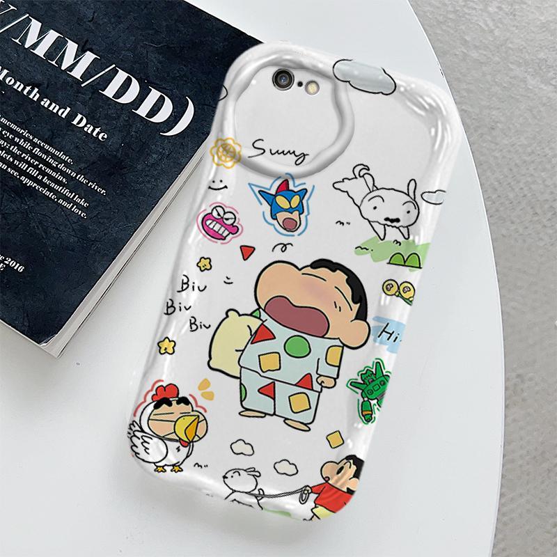 Ốp Cho iPhone 6 6S 7 8 SE iPhone 6Plus iPhone 6sPlus Vỏ Kem Hoạt Hình Crayon Shin-chan Cặp Đôi TPU Mềm 3D Sóng Silicon Vỏ Điện Thoại