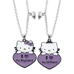 1 Cặp Sanrio Hello Kitty Tình Yêu Cặp Đôi Vòng Cổ Mặt Dây Chuyền Hoạt Hình Bạn Trai Bạn Gái Hoạt Hình Quà Tặng