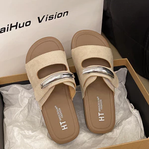 Velcro Phiên Bản Hàn Quốc Dép Nữ Phong Cách Chanel Mùa Xuân Ngọt Ngào Phù Hợp Với Đế Mềm Chống Trơn Trượt Thường Ngày Fli