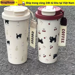 Bình Nước SNUGHOUSE, Cốc Nước 550ml Chống Rò Rỉ, Dây Mang Di Động Dung Tích Lớn Đôi Uống Cà Phê Học Sinh