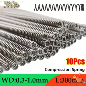 NOTE1 10 Chiếc Lò Xo Cuộn Dây Dài, Chiều Dài 300mm 0,3 0,4 0,5 0,6 0,7 0,8 1mm Lò Xo Nén, Lò Xo Trở Lại Thép Lò Xo Loại Y 65Mn Cho Máy Công Nghiệp Sửa Chữa Ô Tô