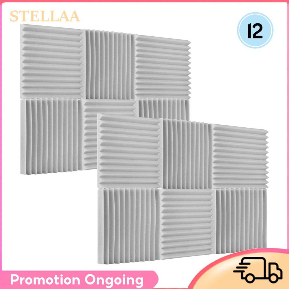 stellaa 24 Gói Tấm cách âm Tấm cách âm 12 inch Tấm chống cháy mật độ cao Eco Ariendly Trắng hoặc Đen (12 cái)