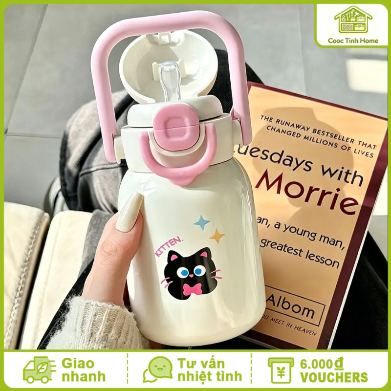 Bình Giữ Nhiệt Inox 316 Cho Bé 500ml - Mở Một Chạm, Quai Cầm An Toàn, Giữ Ấm Hiệu Quả