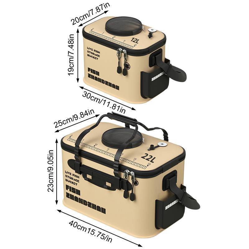 Buet câu cá MUQV-12L/22L - Hộp đựng cá sống gấp gọn tiện lợi, Bảo vệ cá bằng chất liệu EVA