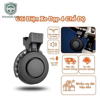 Chuông xe đạp 4 tông âm lượng lớn, sạc lại được, chống nước - Phù hợp xe đạp điện và leo núi