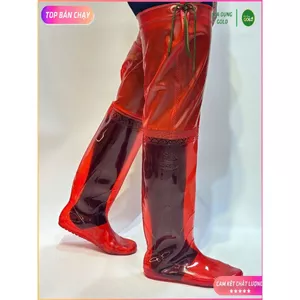 Ủng cấy dài đến đùi Hoa San màu nâu đỏ size 35-43, ủng lội nước, ủng Hoa San,ủng lội nước giadunggold