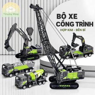 Diecast Cần cẩu Xe tải Đồ chơi quán tính Hợp kim ABS Xe xây dựng Bộ đồ chơi giáo dục trẻ em