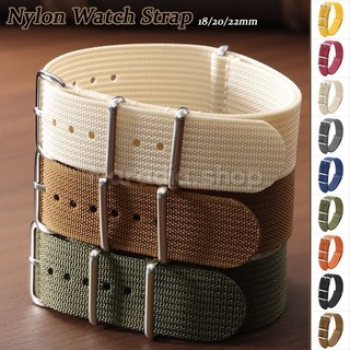 18 / 20 / 22mm Quân Sự Nylon Dây Đeo Đồng Hồ Thể Thao Một Vòng Vải Dây Đeo Đồng Hồ Nam Nữ Vòng Tay Thay Thế