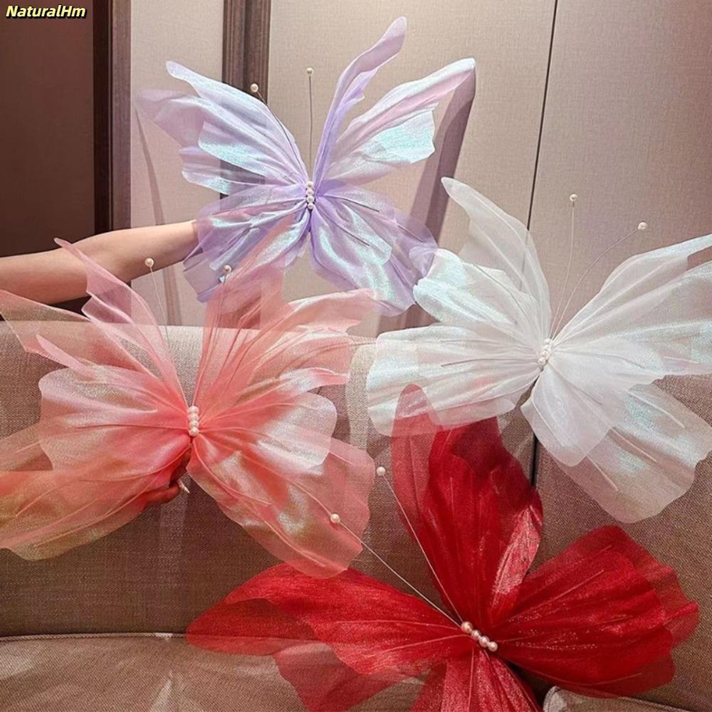 Hoa bướm nhân tạo NATURALHM, Hoa nhân tạo Bướm lớn 50cm, Lụa đầy màu sắc Nhánh bướm khổng lồ hình đám cưới