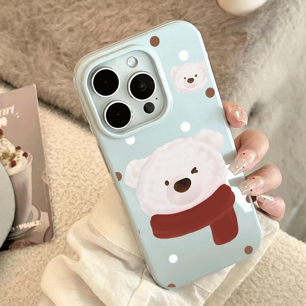 Red Scarf Flock Cub cho trường hợp iPhone 17pro iPhone 16/15/14pro Jelly Case