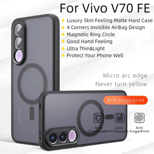 Dành Cho Vivo V70 FE V70FE Ốp Lưng Da Sang Trọng Cảm Giác Mờ PC Cứng Từ Tính Vỏ Điện Thoại Cho Vivo V70FE