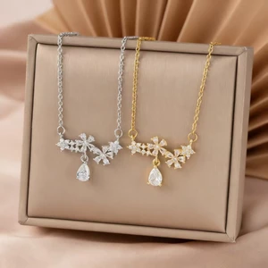 Vòng cổ thép titan phong cách Hàn Quốc với ánh sáng giọt nước, phù hợp thời trang sang trọng