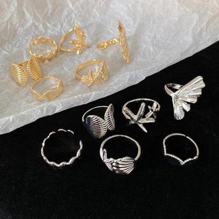 Nhẫn mở thời trang 6 miếng, thiết kế sao biển bất đối xứng, phù hợp cho cả nam và nữ
