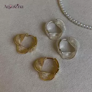 AqToCna 1 Cặp Vintage Hình Học Đơn Giản Xoắn Vòng Tròn Nhỏ Vòng Bông Tai Dành Cho Nữ Cô Gái Thời Trang Hàng Ngày Đảng Không Đều Họa Tiết Trang Sức Phụ Kiện AqToCna