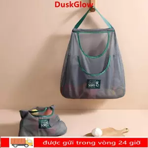 Túi lưới treo nhà bếp DUSKGLOW, Túi đựng rau củ quả dung tích lớn treo tường, Túi tái sử dụng bằng vải Polyester