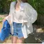 Áo khoác Cardigan phiên bản Hàn Quốc mùa hè Áo sơ mi rộng cổ POLO phong cách lười biếng dành cho nữ