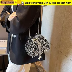 SNUGHOUSE Túi Tiệc Tối, Quà Tặng Dây Xích Kim Sa Lấp Lánh Túi Đeo Vai, Dây Xích Tua Rua Túi Đeo Ngang