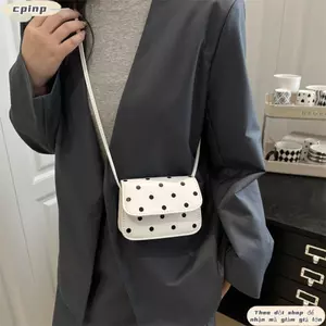 Túi đeo chéo CPINCP, Túi đeo vai mini chất liệu PU nhẹ, Lớp lót Polyester thời trang Chấm bi in hình túi vuông mini nữ