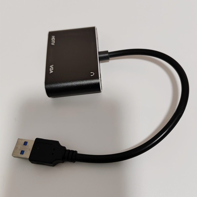 Bộ chuyển đổi USB sang VGA HD 2 trong 1 1080P USB 3.0 sang -Cáp chuyển đổi đầu ra kép tương thích