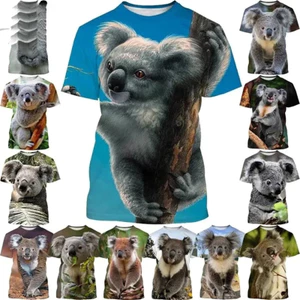 2026 Thường Ngày 3D In Gấu Koala Áo Mùa Hè Nam Tay Ngắn Đường Phố Áo Top Tee