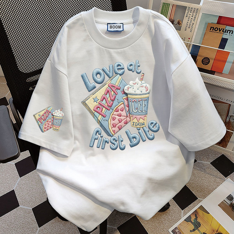BOOM Áo thun nữ kiểu hàn quốc form rộng tay lỡ cổ tròn cotton Mát-Hè hot trend in cách dễ thương Áo phông form vừaV12