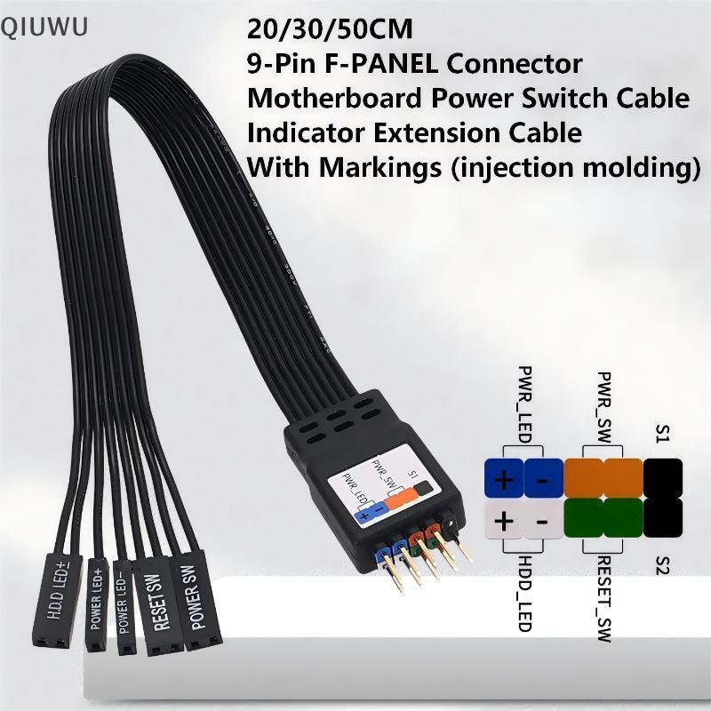 QIUWU Bo Mạch Chủ Mặt Trước 9Pin Đầu Cáp Nối Dài 20cm 30cm 50cm Ruy Băng Phẳng Để Sử Dụng Máy Tính Để Bàn.