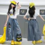 Bé Gái Denim Quần Ống Rộng Mùa Hè 2026 Phong Cách Mới Trẻ Em Hoạt Hình Mèo In Mắt Cá Chân Quần
