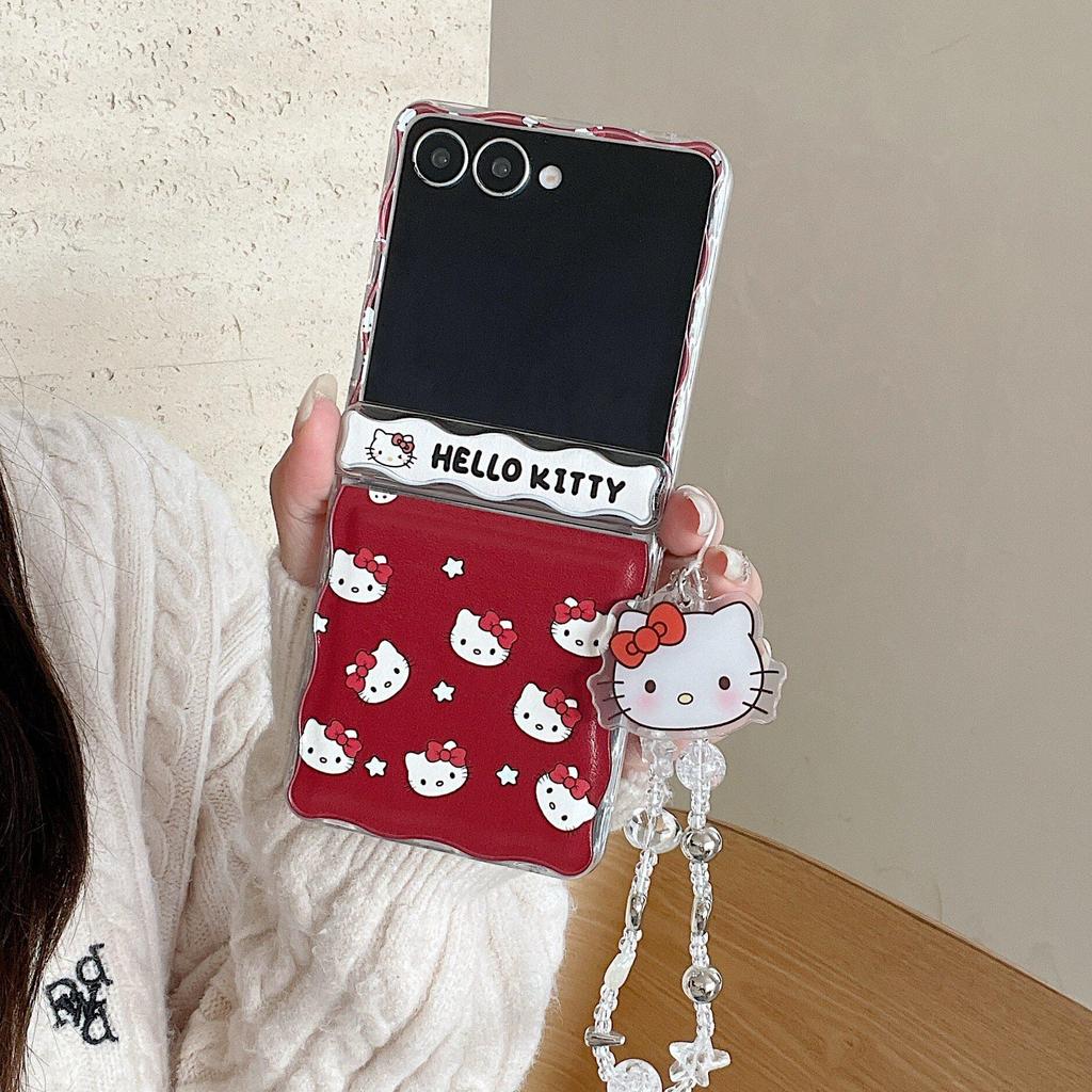 Thích Hợp Cho Samsung Galaxy ZFlip7 ZFlip6 Hoạt Hình Dễ Thương KT Avatars Thỏ Dễ Thương Cáo Nhỏ Vỏ Điện Thoại Dây Gấp Vỏ Cứng Cho Z Flip 7 6 5 5G Vỏ Bảo Vệ