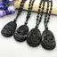 AqToCna Obsidian Đá Phật Hạt Dây Xích Nelace Bắt chước Ngọc Phật Giáo Bồ Tát Bùa Hộ Mệnh Talisman Trang Sức Dành Cho Nữ Bảo Vệ Luy AqToCna