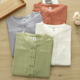 [Hàng có sẵn] Áo sơ mi nữ 100% sợi Cotton chất lượng cao 2026 Áo sơ mi ngắn tay hai ngực mùa hè