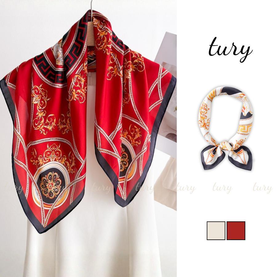 Khăn Lụa Unisex Nam Nữ 70 - Tury - Khăn Lụa Phối Hoa Văn Dây Thừng - KL063