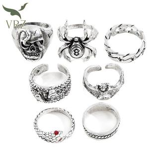 VRZ 7 Cái / bộ Punk Rắn Nhẫn Nữ Gothic Nhện Nam Trang Sức Thời Trang Quà Tặng Phụ Kiện HOT