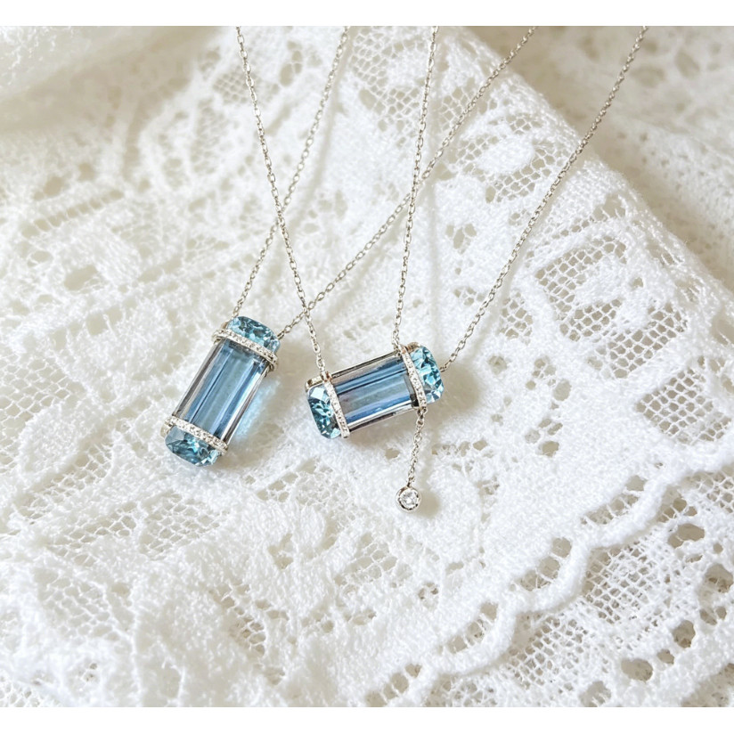 Thời trang khí chất đá đường biển xanh kho báu vòng cổ zircon 925 mặt dây chuyền vòng cổ nữ cá tính và đa năng