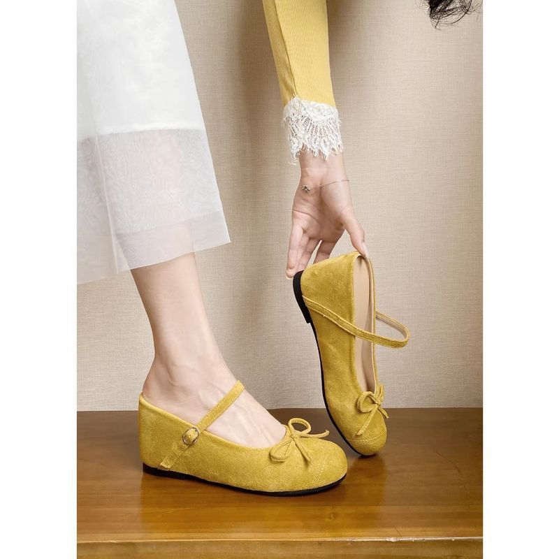 Giày mary jane Phong cách Pháp Thanh lịch Dễ phối đồ Đế nâng cao 8cm Thon gọn chân Giày đế xuồng