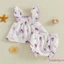 2 Bộ Trang Phục Mùa Hè Cho Bé Gái In Hình Dễ Thương Viền Xù Áo Tay Bay + Bộ Quần Short