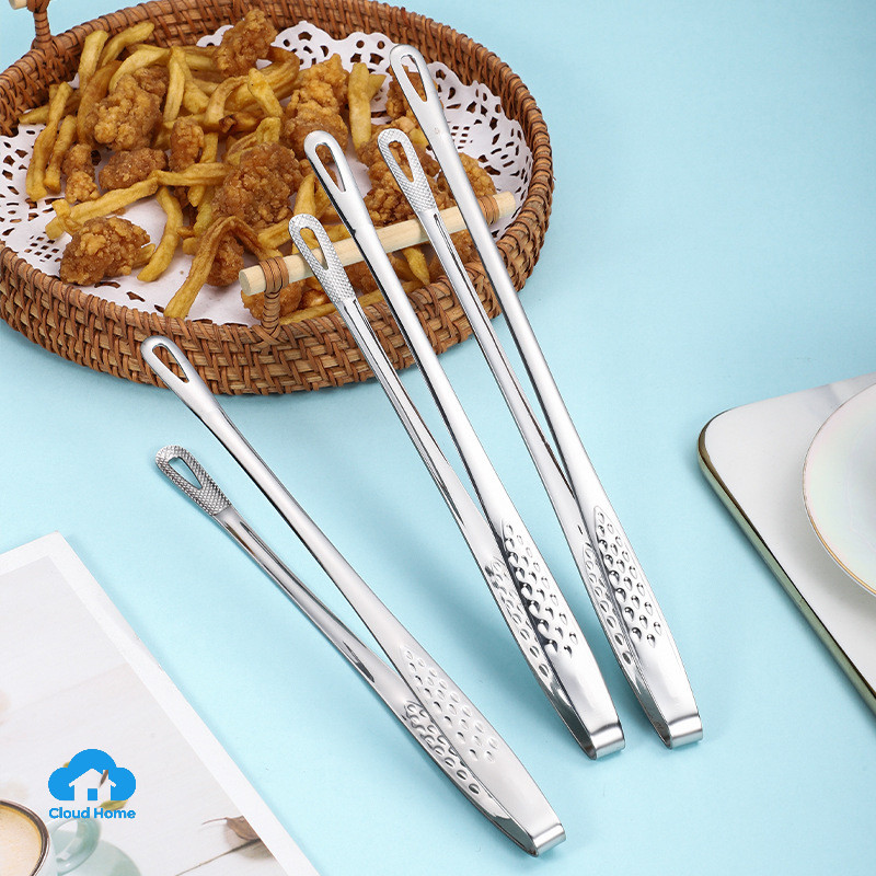 🌤️COD🌤️Kẹp gắp thức ăn inox 304 mẫu mới cán dài Tay cầm dài Kẹp thịt nướng đường chống trượt Bít tết 19/24/28CM