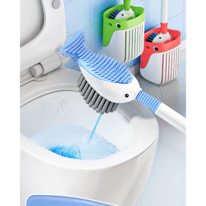 Có bàn chải vệ sinh phun nước + Đầu bàn chải mềm chống trầy xước, loại gắn tường bằng silicon, tiết kiệm không gian