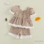 6M-4Y Bé Gái Mùa Hè 2 Bộ Trang Phục Puff Tay Cổ Vuông Kẻ Sọc Ngọt Ngào Peplum Áo Đèn Lồng Quần Short Bộ