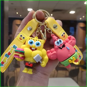 HT3 SpongeBob SquarePants Xe Móc Khóa Patrick Ngôi Sao Mặt Dây Chuyền Hoạt Hình Túi Phụ Kiện Anime Ngoại Vi TH3