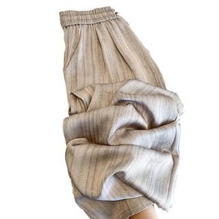 Tranh Mực Sọc Satin Lười Phong Cách Ice Silk Thường Ngày Quần Ống Rộng Nữ Mùa Hè Drap Ống Thẳng Lau Quần Hợp Thời Trang 2UXH