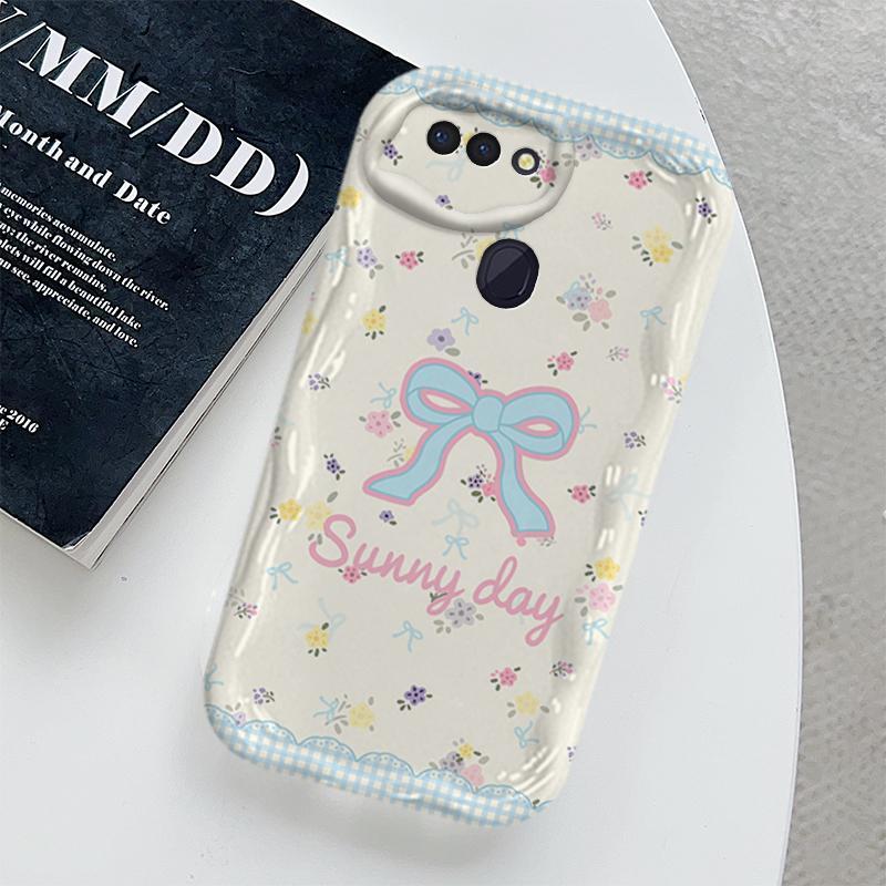 Ốp Lưng Cho OPPO A5S A12 F9 F9 Pro Phim Hoạt Hình Vỏ Kem Nơ Cặp Đôi Mềm TPU 3D Sóng Silicon Vỏ Điện Thoại
