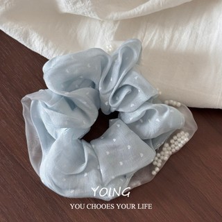Yoing / Phiên Bản Hàn Quốc Morandi Màu Tình Yêu Chấm Bi Vải Ngọc Trai Tóc Dây Đeo Đầu Cao Su Cảm Giác Cao Cấp Đầu Sang Trọng Hoa Scrunchy Nhẫn